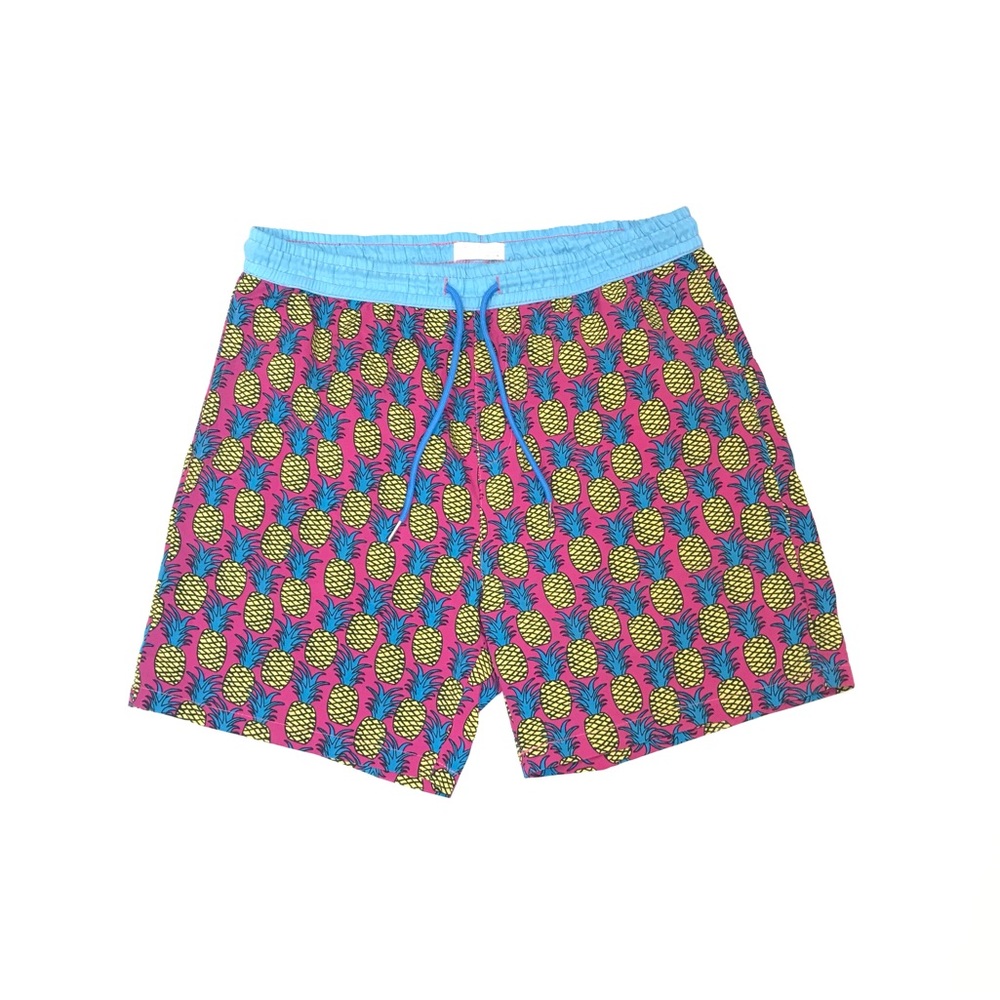 Public Record Pineapples Men's Size Pink Board Shorts Elastic‎ Waist Pockets